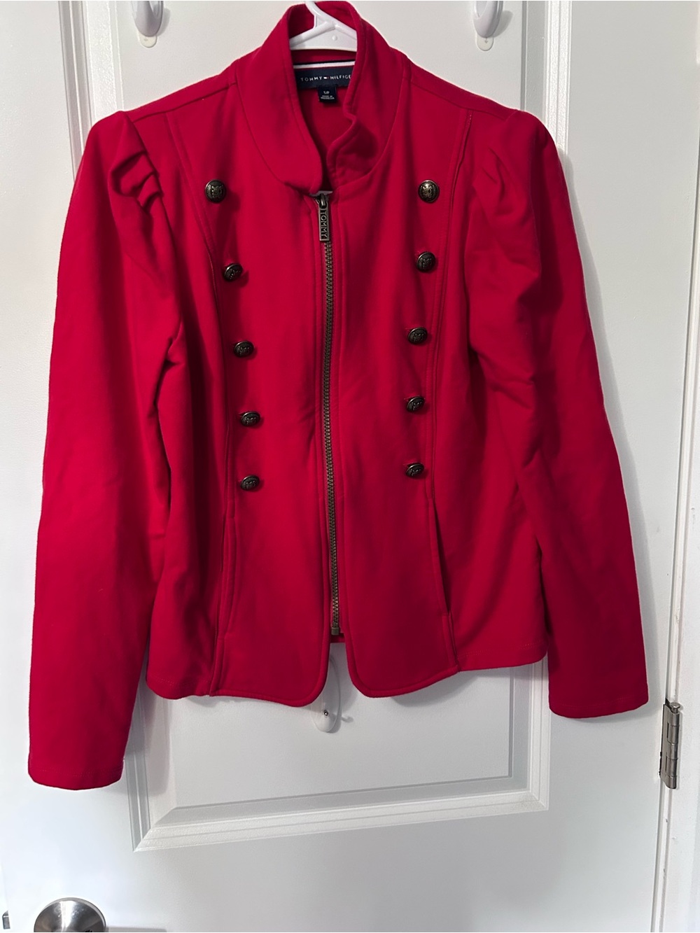 Tommy Hilfiger Bright Red Military-Inspired Zip Jacket